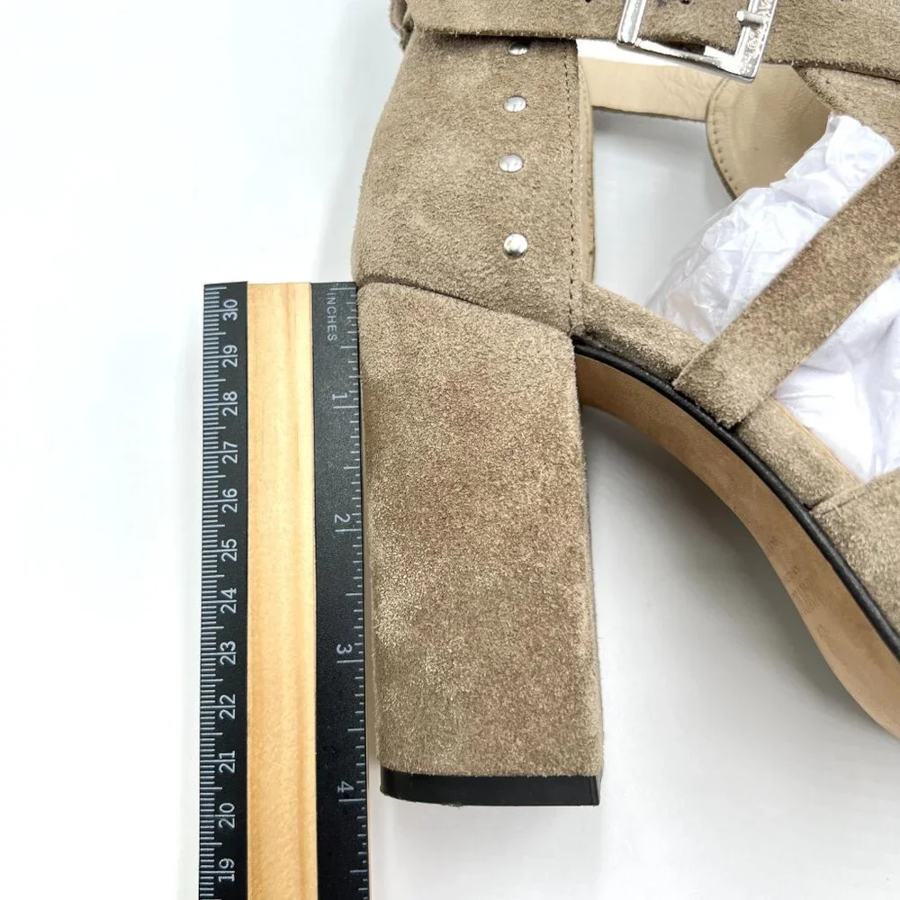 Navyboot Womens Size 38 EU Beige Greige Taupe Suede Leather Heels Shooties Shoes